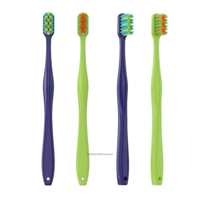Concave No. 2015 Orthodontic toothbrush with curved bristles, soft,Green